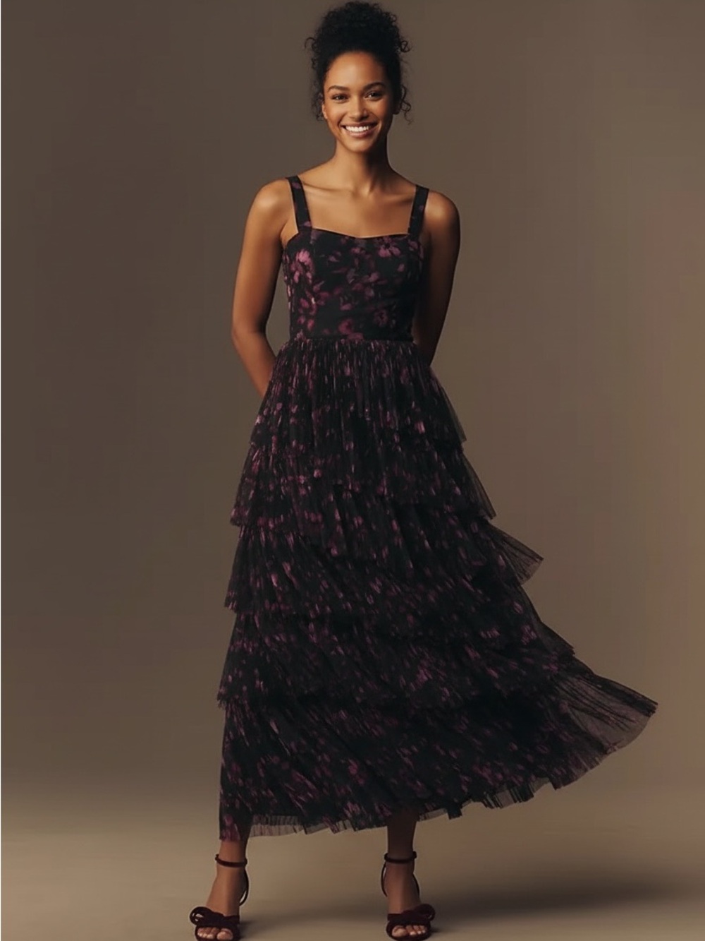 Hutch Sleeveless Tulle Tiered Maxi Dress